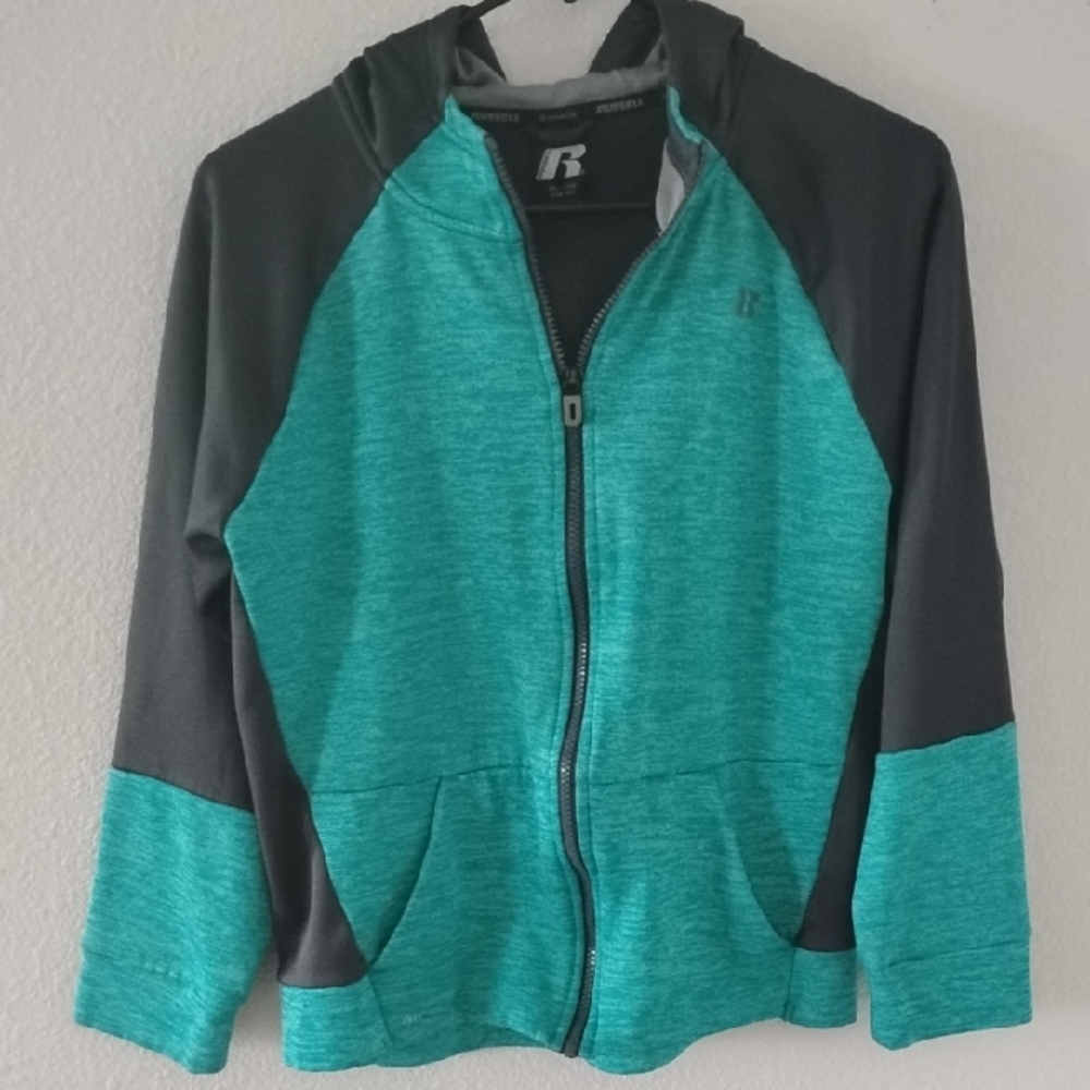 Russell hoodie  Green and Gray Performance Jacket For Teens